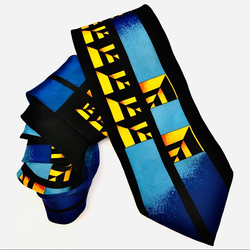 Rush Limbaugh Silk Geometric Vibrant Silk Tie USA Vintage